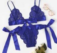 Tie Side Scalloped Trim Lace Lingerie Set