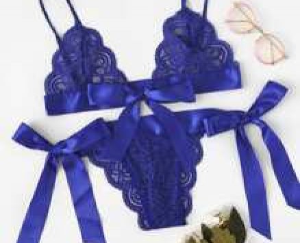 Tie Side Scalloped Trim Lace Lingerie Set