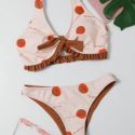 Tomato Print Frill Bikini Swimsuit