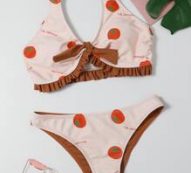 Tomato Print Frill Bikini Swimsuit