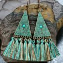 Triangle Decor Tassel Drop Earrings