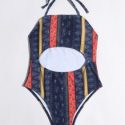 Tribal Print Cut Out One Piece Swimsuit