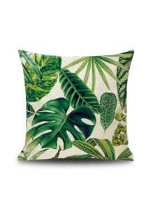 Tropical Leaf Print Cushion Cover