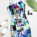 Tropical Print Bodycon Cami Dress