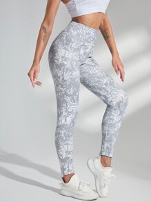 Tropical Print Softness & Lightweight Sports Leggings