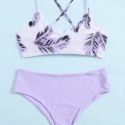 Tropical Scallop Trim Bikini Swimsuit