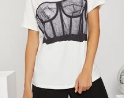 Tube Print Drop Shoulder Tee