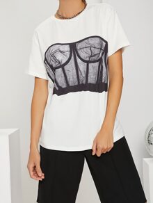 Tube Print Drop Shoulder Tee