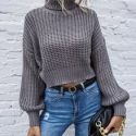 Turtle Neck Drop Shoulder Sweater