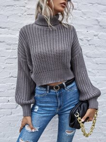 Turtle Neck Drop Shoulder Sweater