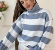 Turtle Neck Striped Sweater