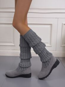 Tweed Slip On Sock Boots