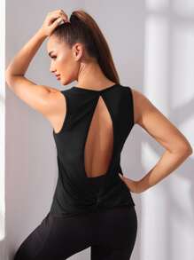 Twist Back Cut Out Sports Tank Top