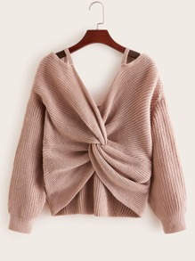 Twist Front Drop Shoulder Sweater