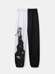 Two Tone Astronaut Graphic Sweatpants