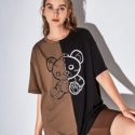 Two Tone Cartoon Bear Graphic Tee