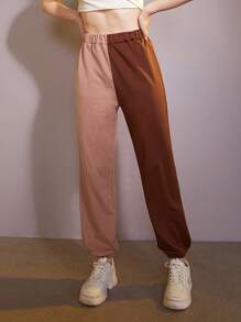 Two Tone Elastic Waist Sweatpants