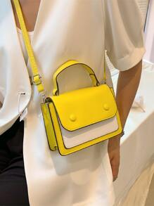 Two Tone Flap Satchel Bag