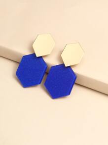 Two Tone Geo Drop Earrings