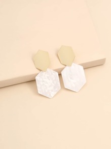 Two Tone Geo Drop Earrings