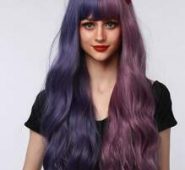 Two Tone Long Curly Cosplay Wig With Bangs