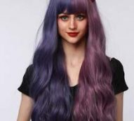 Two Tone Long Curly Cosplay Wig With Bangs