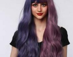 Two Tone Long Curly Cosplay Wig With Bangs