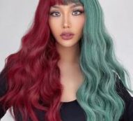 Two Tone Long Curly Wig With Bangs