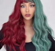 Two Tone Long Curly Wig With Bangs
