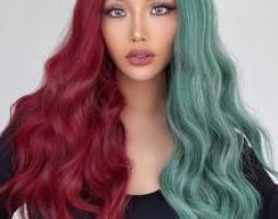 Two Tone Long Curly Wig With Bangs