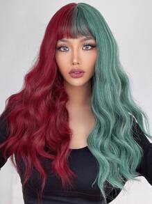 Two Tone Long Curly Wig With Bangs