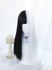 Two Tone Long Straight Synthetic Wig With Bangs