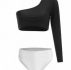 Two Tone One Shoulder Bikini Swimsuit