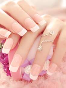 Two Tone Polished Fake Nails 24pcs