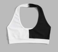 Two Tone Ribbed Crop Halter Top