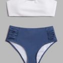 Two Tone Ruched Bikini Swimsuit