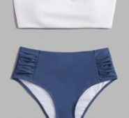 Two Tone Ruched Bikini Swimsuit