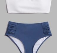 Two Tone Ruched Bikini Swimsuit