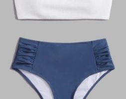 Two Tone Ruched Bikini Swimsuit