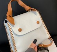Two Tone Snap Button Satchel Bag