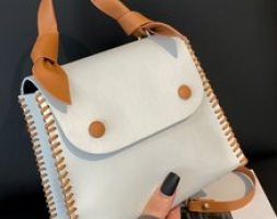 Two Tone Snap Button Satchel Bag