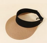 Two Tone Straw Visor Hat