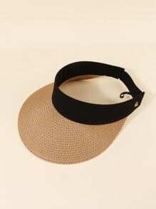 Two Tone Straw Visor Hat