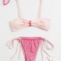 Two Tone Tie Side Bikini Swimsuit