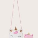 Unicorn Shaped Crossbody Bag With Coin Case