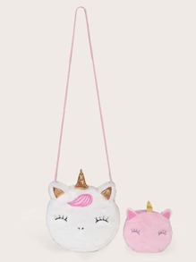 Unicorn Shaped Crossbody Bag With Coin Case