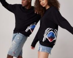 Unisex 1pc Skeleton Graphic Sweatshirt