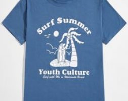 Unisex Letter Coconut Tree Graphic Tee