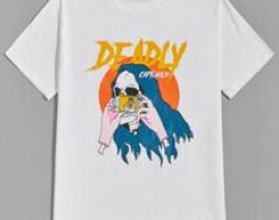 Unisex Letter Skull Graphic Tee