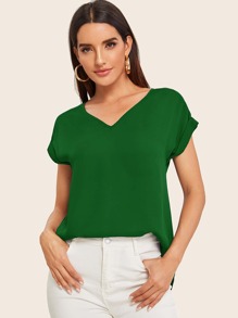 V-Neck Cuffed Top